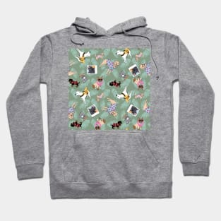 Animals on tropical vacation on sage Hoodie